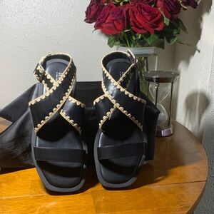 a.n.a. Black and Cream Gladiator Sandals